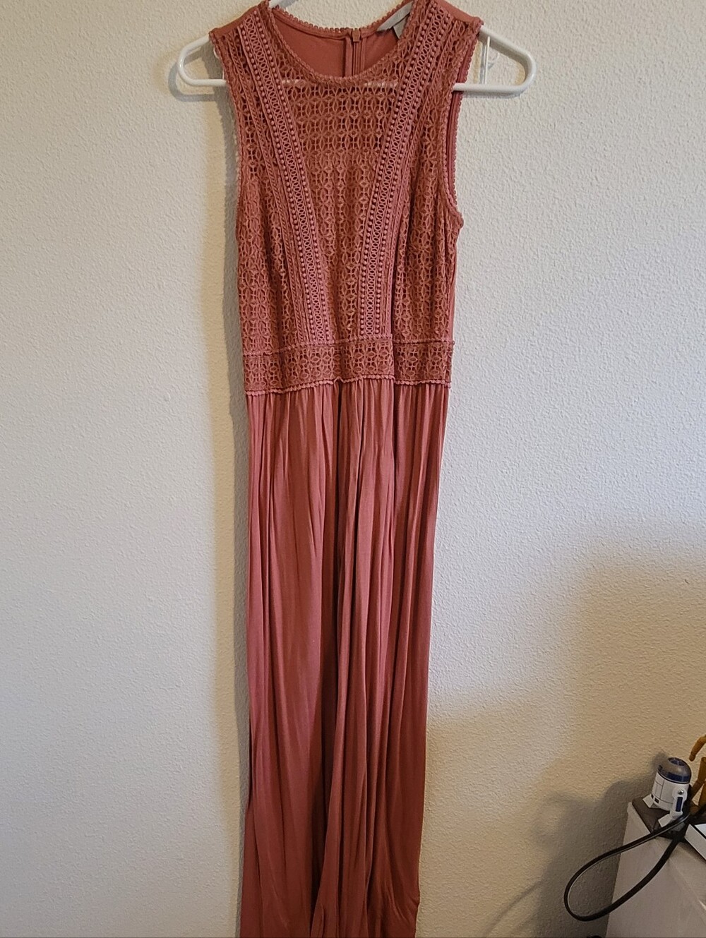 H&M Dusty Rose Crochet Bodice Maxi Dress #183